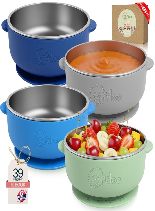 O'doe Baby Bowls - Stainless Steel Baby Feeding Bowls with Suction | Non-Slip Toddler Bowls for Self Feeding | BPA-Free Kids Bowls for Baby Food | Stainless Steel Bowls Kids - Image 1