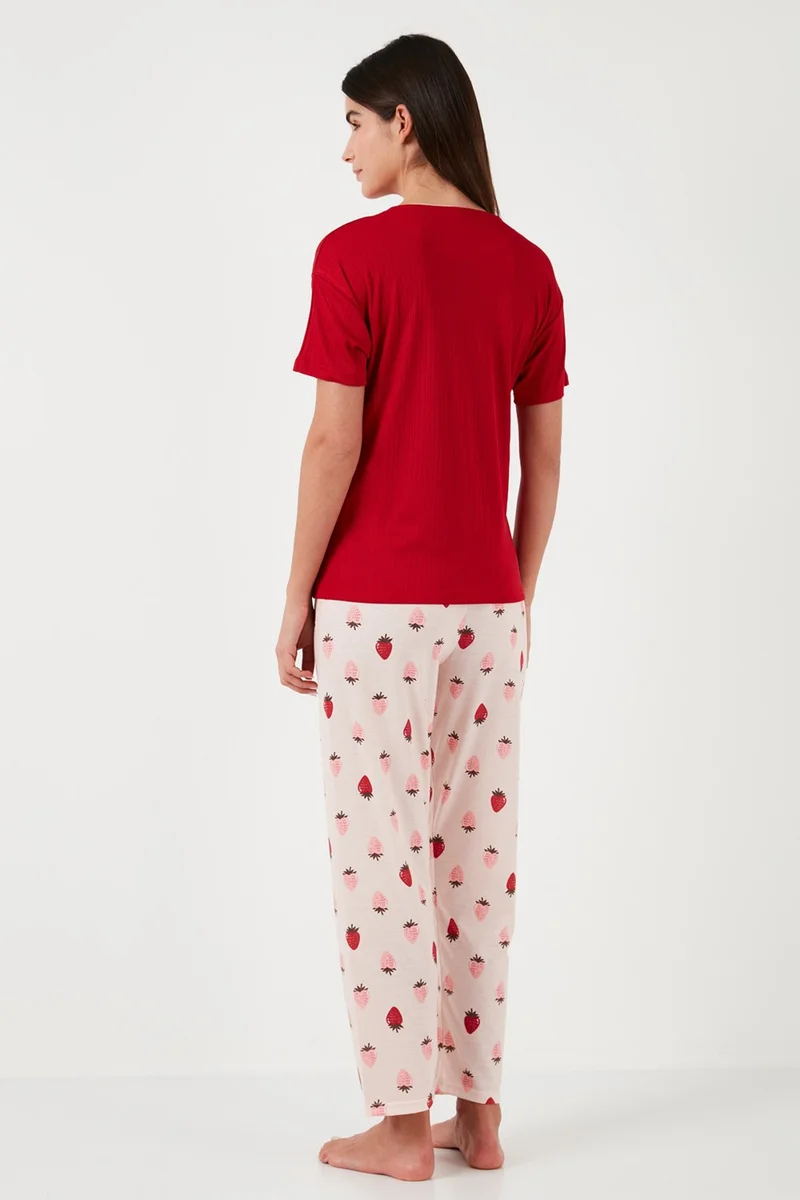 Lela Regular Fit Crew Neck Short Sleeve Pajama Set Women's Pajama Set 65770105
