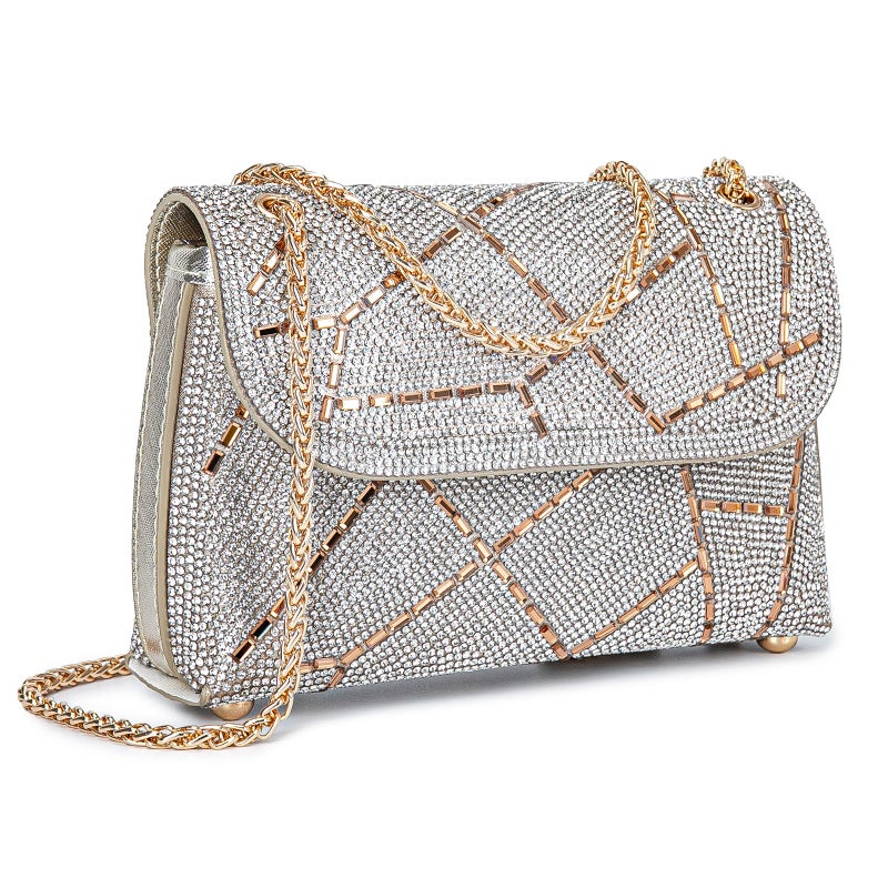 BBTT.ful Sparkly Rhinestones Evening Bag for Women Shoulder Bags Crossbody Bag Clutch Purse with Chain (gold) - Image 1