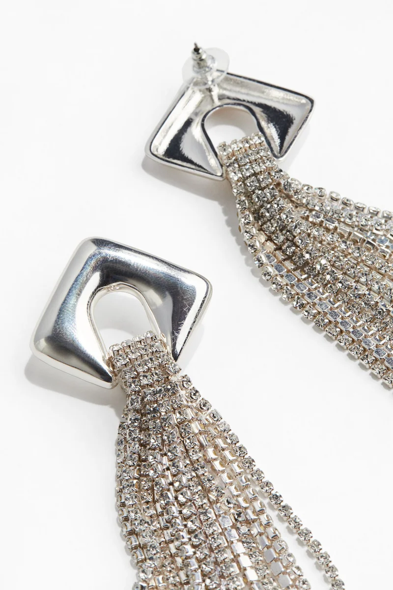 اتش اند ام Long Rhinestone-Chain Earrings