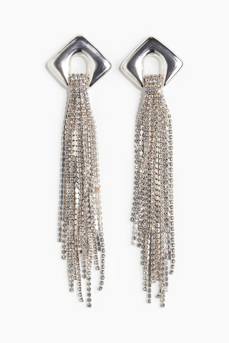 اتش اند ام Long Rhinestone-Chain Earrings