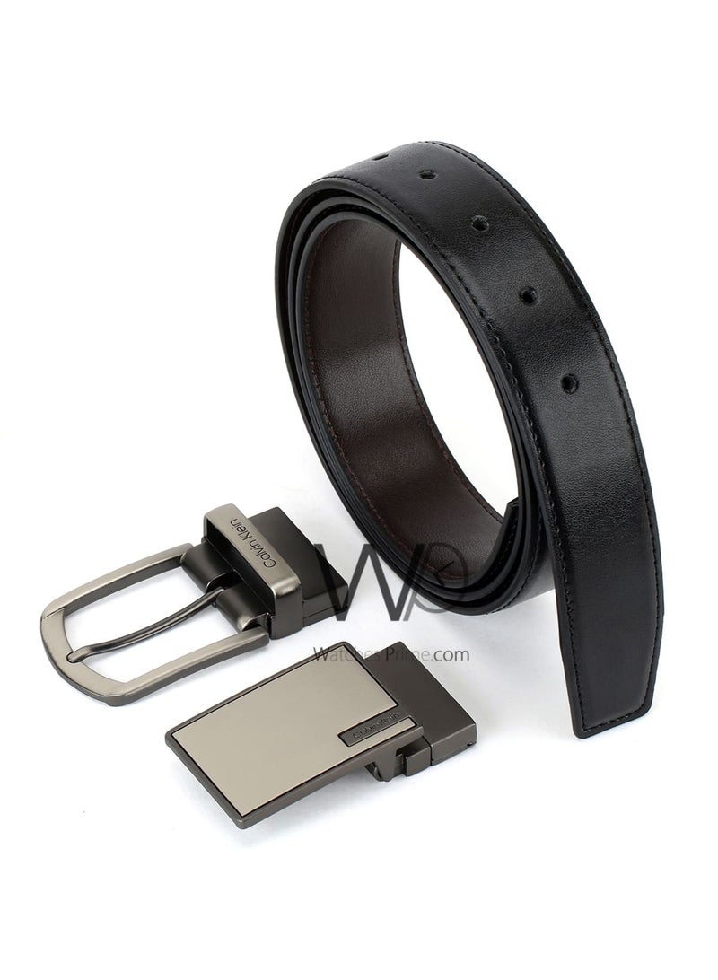 Calvin Klein Jeans Calvin Klein Men's Black Reversible Double Face Leather Belt - 2 Buckles - CK Gift Box - Image 2