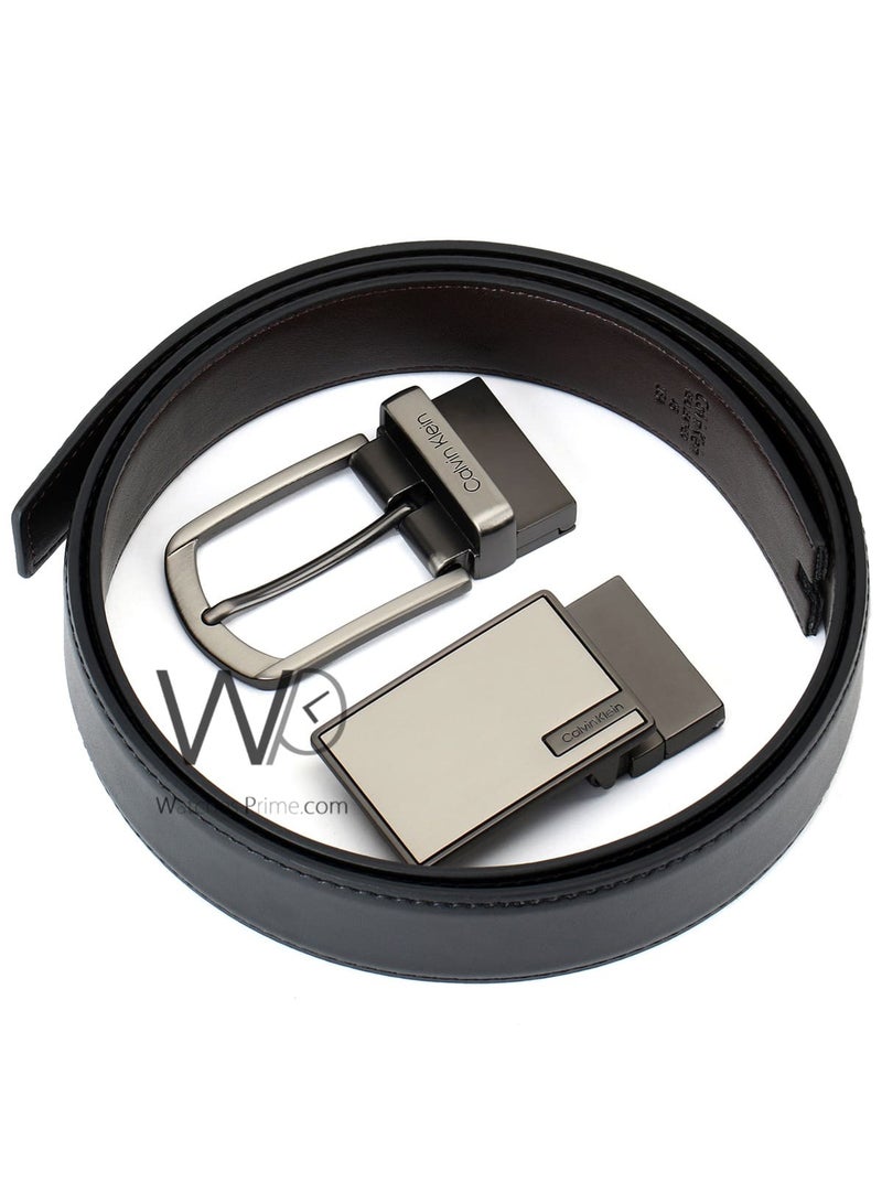 Calvin Klein Jeans Calvin Klein Men's Black Reversible Double Face Leather Belt - 2 Buckles - CK Gift Box - Image 3
