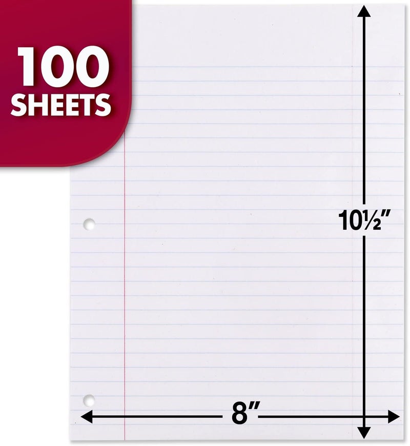 Mead Loose Leaf Paper, Wide Ruled Filler Notebook Paper, Reinforced, 8" x 10-1/2", 100 Sheets, Fits 3-Ring Binder (15006) - Image 2