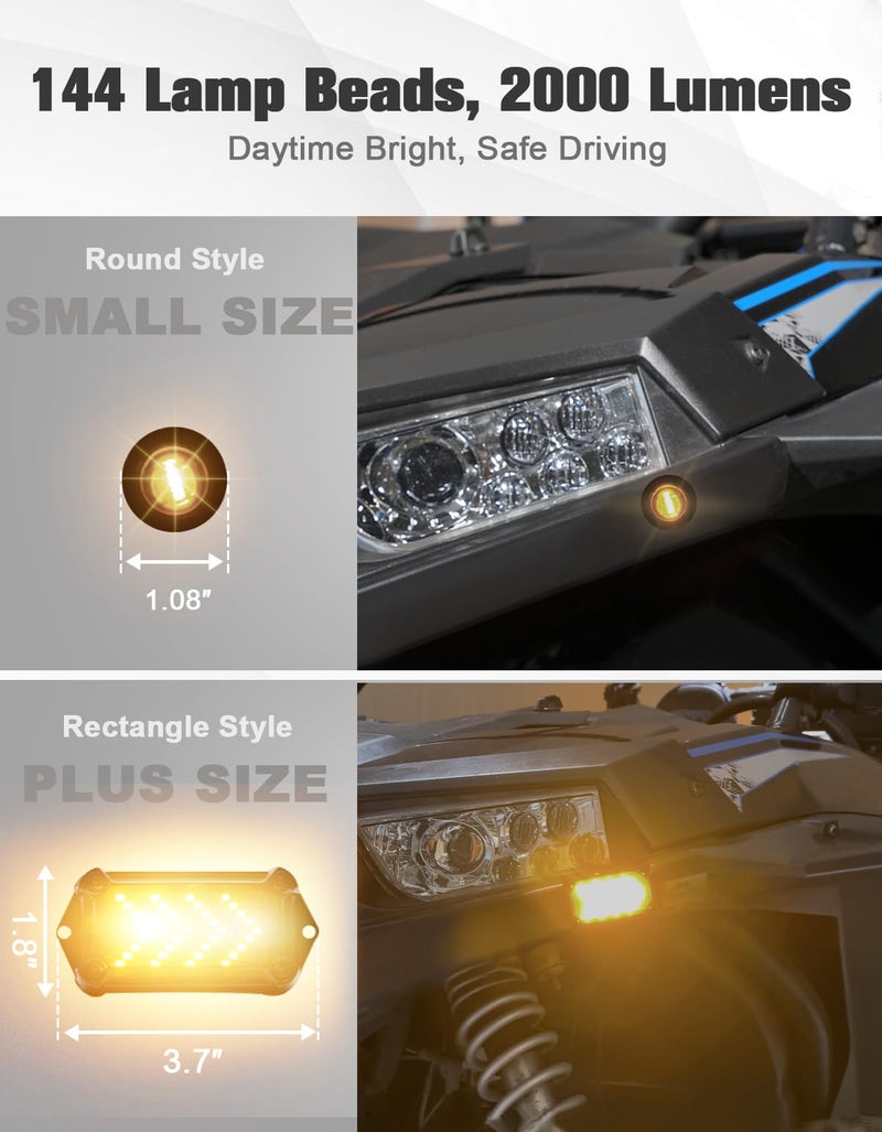 BystralX UTV Turn Signal Kit with 110dB Horn, Pre-Wired, Plug and Play UTV ATV Blinker with Rocker Switch, Rectangle Universal Street Legal Turn Signals Compatible with Polaris, Can-Am, Teryx, CFMOTO - Image 2