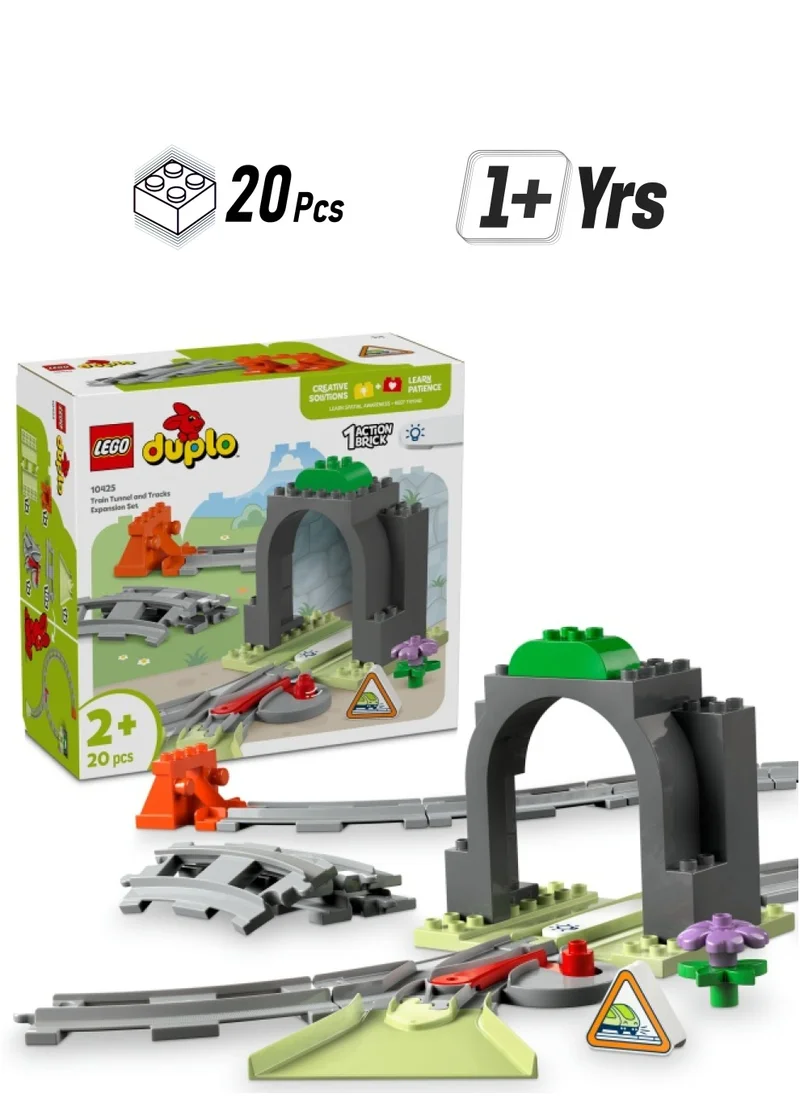 LEGO DUPLO Town Train Tunnel and Tracks Expansion Set, Toddler Learning Toy for 2 Plus Year Old Boys & Girls, Montessori Playset for Preschool Kids Who Love Creative Vehicle Toys 10425 (20 pieces)