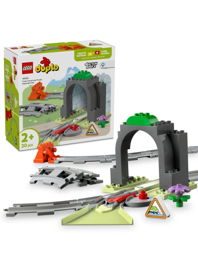 LEGO DUPLO Town Train Tunnel and Tracks Expansion Set, Toddler Learning Toy for 2 Plus Year Old Boys & Girls, Montessori Playset for Preschool Kids Who Love Creative Vehicle Toys 10425 (20 pieces)  - Image 1