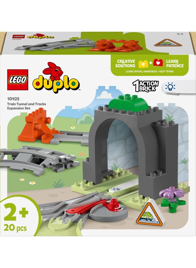 LEGO DUPLO Town Train Tunnel and Tracks Expansion Set, Toddler Learning Toy for 2 Plus Year Old Boys & Girls, Montessori Playset for Preschool Kids Who Love Creative Vehicle Toys 10425 (20 pieces)  - Image 2
