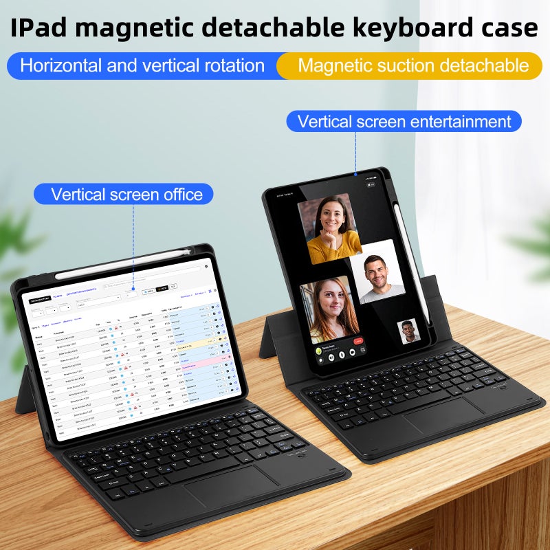 لوحة مفاتيح مغناطيسية + غطاء لأجهزة iPad iPad air iPad Pro11 بحجم 10.2/10.9/11 بوصة - غطاء لوحة مفاتيح منفصلة مغناطيسي - Image 2