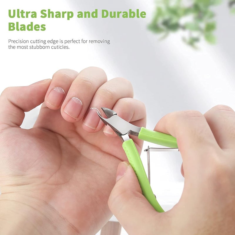FVION Modern Green Cuticle Trimmer - 9mm Stainless Steel Cuticle Nippers - Image 2