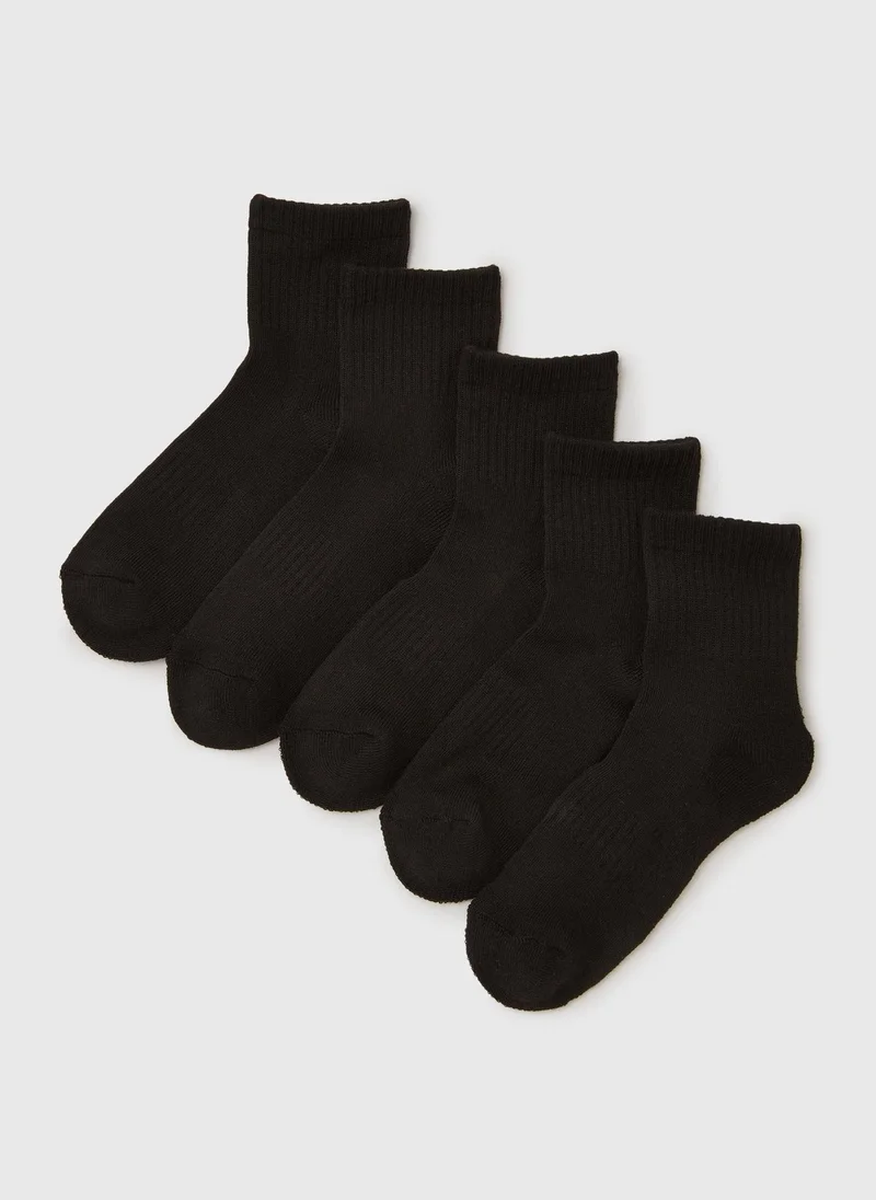 Matalan 5 Pack Boys Black Sports Ankle Socks