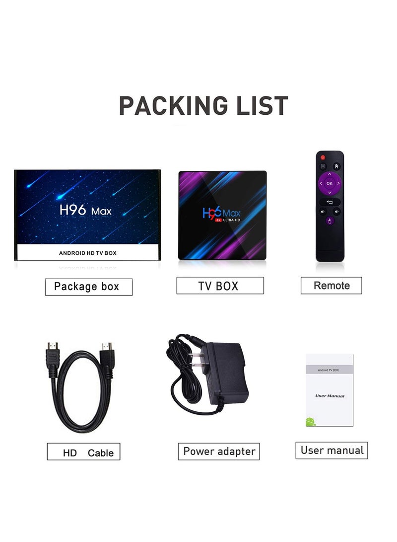 أتش 96 H96 تلفزيون ماكس حالة الروبوت 10.0 ، 4GB ذاكرة الوصول العشوائي 32GB مدمج المزدوج الفرقة 2.4G / 5G واي فاي المزدوج الذكية الروبوت التلفزيون حالة / 4K ستيريو HD صورة دعم USB 3.0 - Image 5