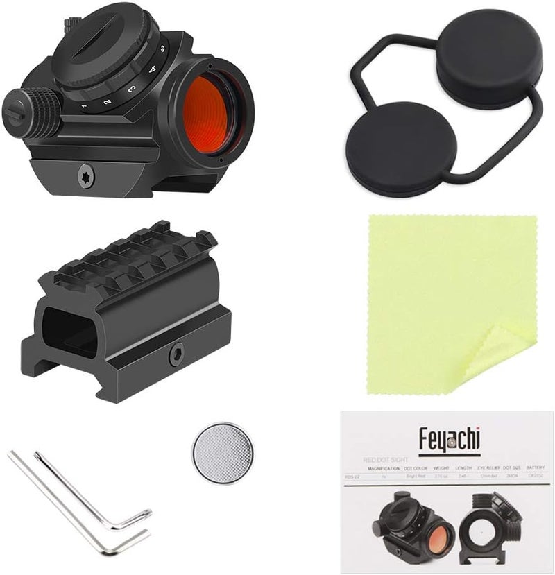 Feyachi RDS-22 2 MOA نقطة حمراء مدمجة 1 × 22 مم، قابلة للاختيار مع 5 فتحات قاعدة مرتفعة 0.83 بوصة - Image 5