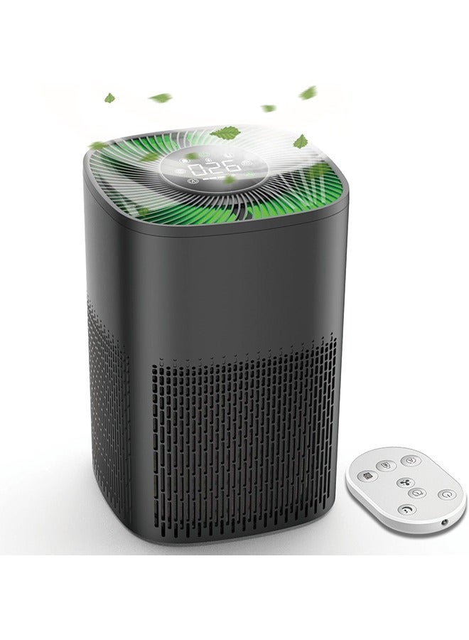 أجهزة تنقية الهواء لغرفة النوم، فلتر هواء HEPA، منقي هواء PM2.5، مع موسيقى النوم، منقي هواء صغير هادئ محمول، للمنزل، المكاتب، غرفة المعيشة، وظيفة واي فاي، أسود  - Image 2