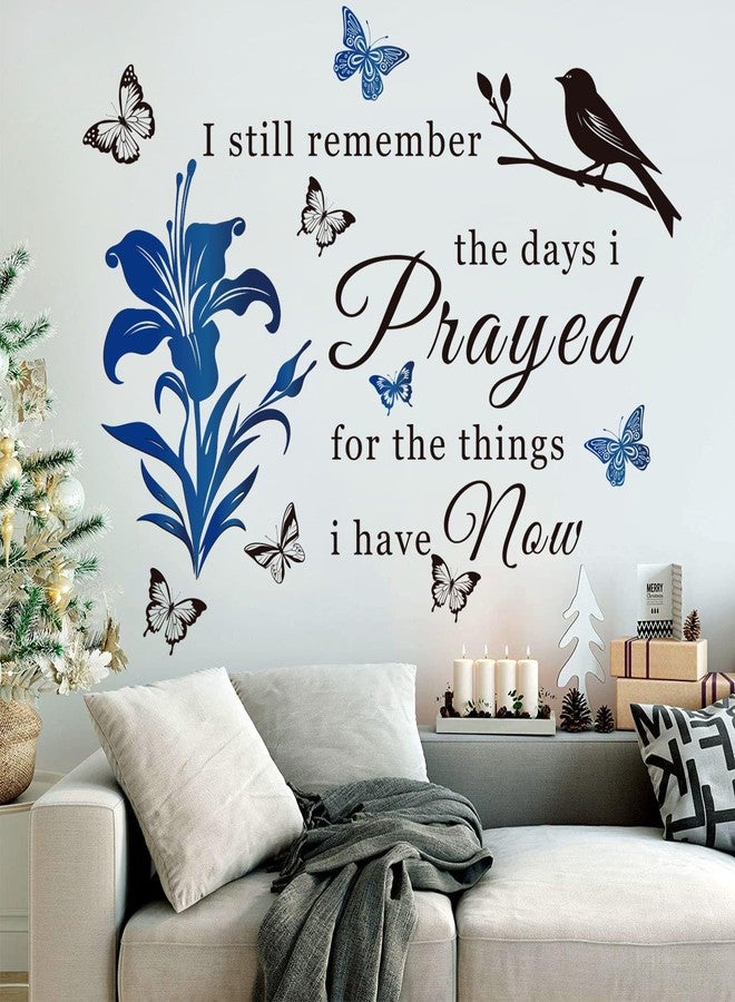 Datesno Inspirational Vinyl Wall Decal Stickers Quotes I Still Remember The Days I Prayed for The Things I Have Now Wall Art Murals Home Decorations Wall Sticker for Living Room Bedroom School Doors.(Blue) - Image 1