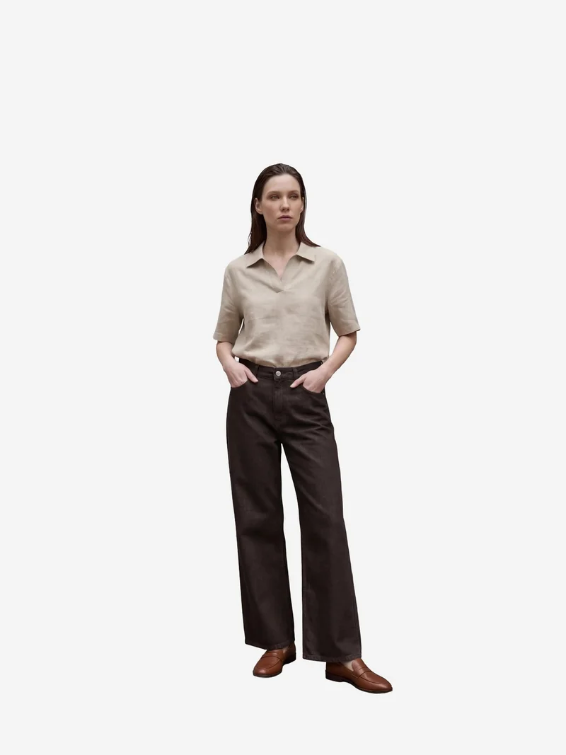 MY FASHION High Waist Straight Leg Denim Pants
