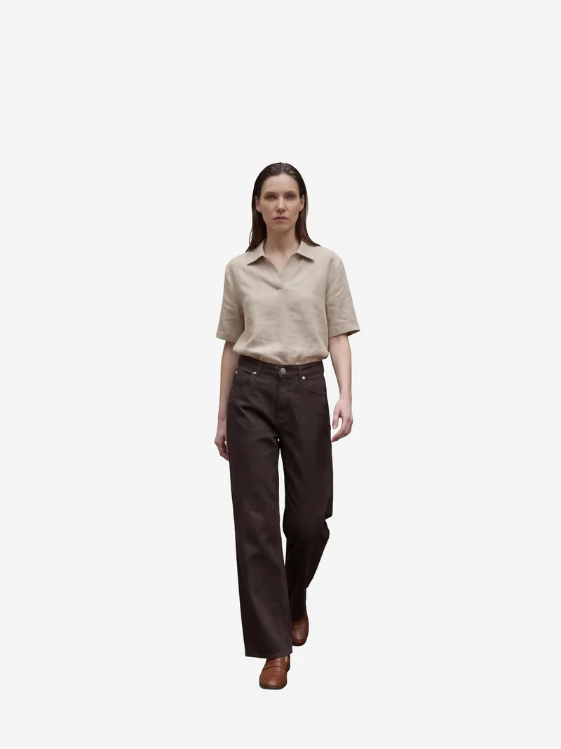 MY FASHION Coffee Brown MY FASHION High Waist Straight Leg Denim Pants for Women | Best Price UAE