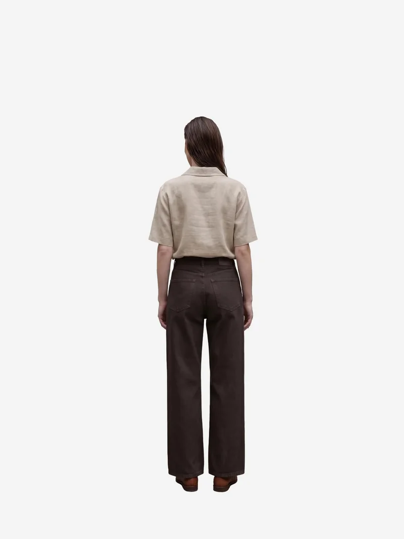 MY FASHION Coffee Brown MY FASHION High Waist Straight Leg Denim Pants for Women | Best Price UAE