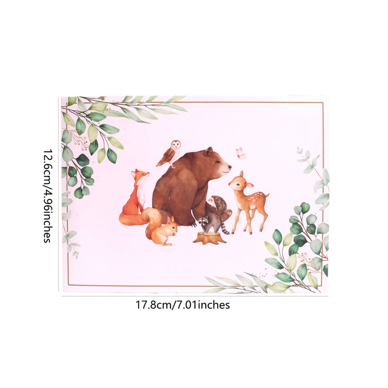 Woodland Animals Pop Up Card Handcrafted Forest Scene Squirrel Deer Bear Rabbit Invitation - Image 3