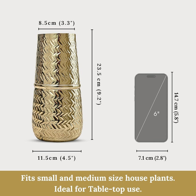 BEHOMA Metal Arrow Engrave Vase for Home Decoratives Tumbler for Indoor Outdoor Living Room Office Decor Balcony,Best Gift for Birthday Anniversary Festival,Golden Set of 2 Pcs(Flower not Included) - Image 5