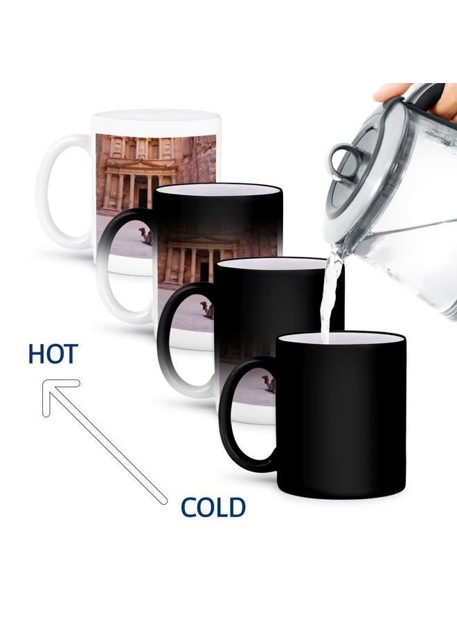 3DROSE mug_132784_3 Camel, Facade of Treasury (Al Khazneh), Petra, Jordan As16 Ksu0059 Keren Su Magic Transforming Mug, 11-Ounce - Image 4