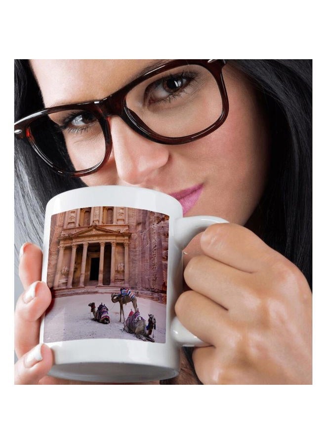 3DROSE mug_132784_3 Camel, Facade of Treasury (Al Khazneh), Petra, Jordan As16 Ksu0059 Keren Su Magic Transforming Mug, 11-Ounce - Image 2