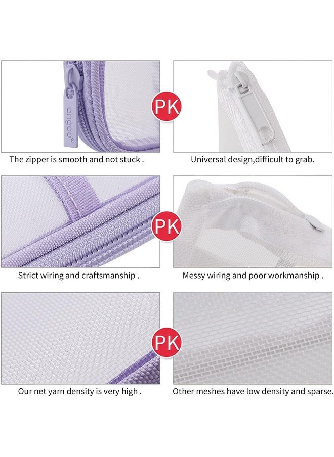 EASTHILL - EASTHILL Canvas Pen Pencil Case With Zipper Clear Makeup Color Pouch Cosmetics Bag Multi-Purpose Travel School Teen Girls&Boys Transparent Stationary Bag Office Organizer Box For Adluts,Purple - Image 1