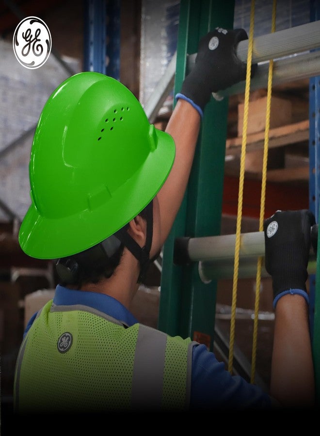GE Hard Hat, Full Brim, Padded Sweatband, 4-Point Ratchet Suspension, ANSI Z89.1-2014, Safety Hard Hats for Men, Impact Resistant, Durable, Lightweight, Adjustable - Class C (Vented), Green - Image 5