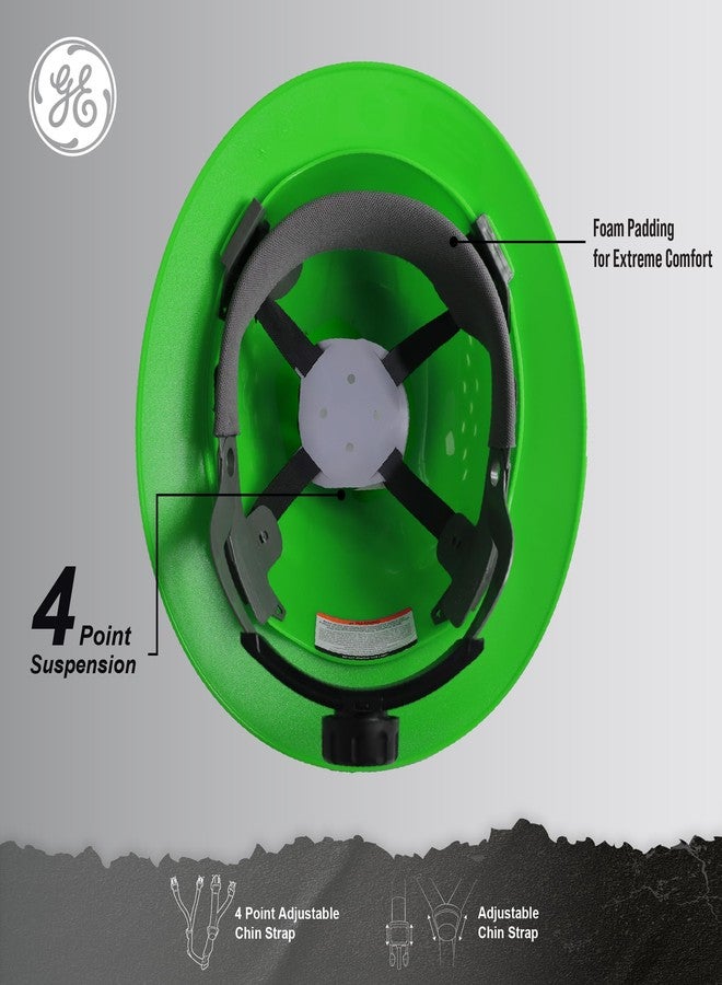 GE Hard Hat, Full Brim, Padded Sweatband, 4-Point Ratchet Suspension, ANSI Z89.1-2014, Safety Hard Hats for Men, Impact Resistant, Durable, Lightweight, Adjustable - Class C (Vented), Green - Image 3