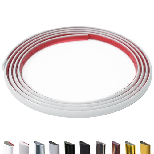 JSIWOTH 9.8 Ft Peel and Stick Wall Molding Trim, D-Shape Flexible Molding Trim White(Paintable) for Backsplash, Mirror, Wall, Window & Door Frames, Waterproof Self Adhesive Trim(W:0.4", T:0.1") - Image 1