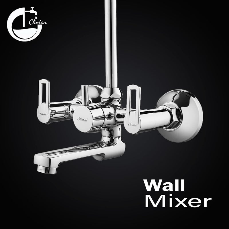 ClintonCLT2115 Oxy Brass Teliphonic Wall Mixer for Bathroom with LBend Provision for Overhead Shower Chrome Finish - Image 2