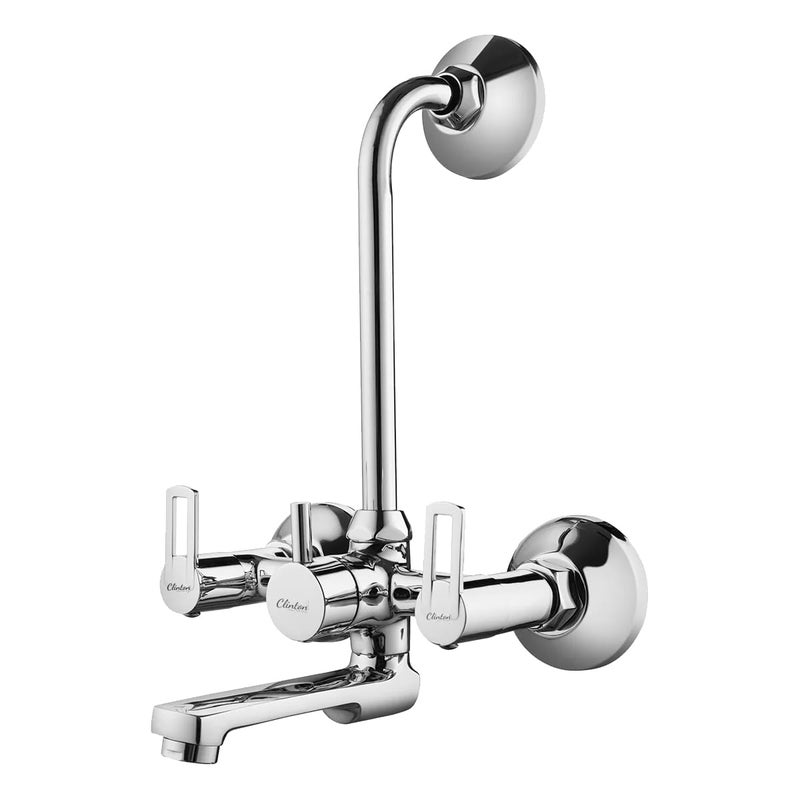 ClintonCLT2115 Oxy Brass Teliphonic Wall Mixer for Bathroom with LBend Provision for Overhead Shower Chrome Finish - Image 1