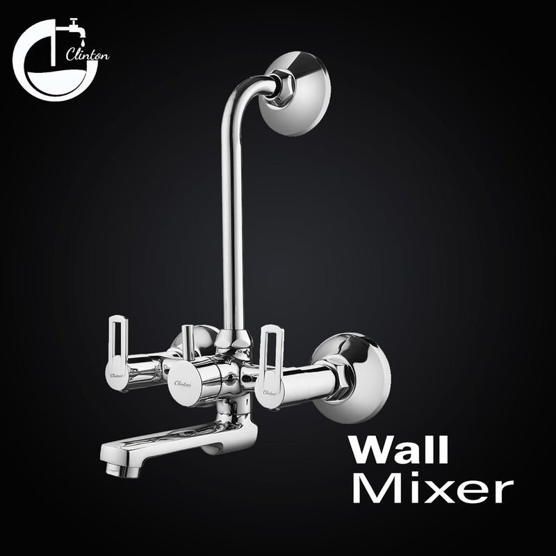 ClintonCLT2115 Oxy Brass Teliphonic Wall Mixer for Bathroom with LBend Provision for Overhead Shower Chrome Finish - Image 5
