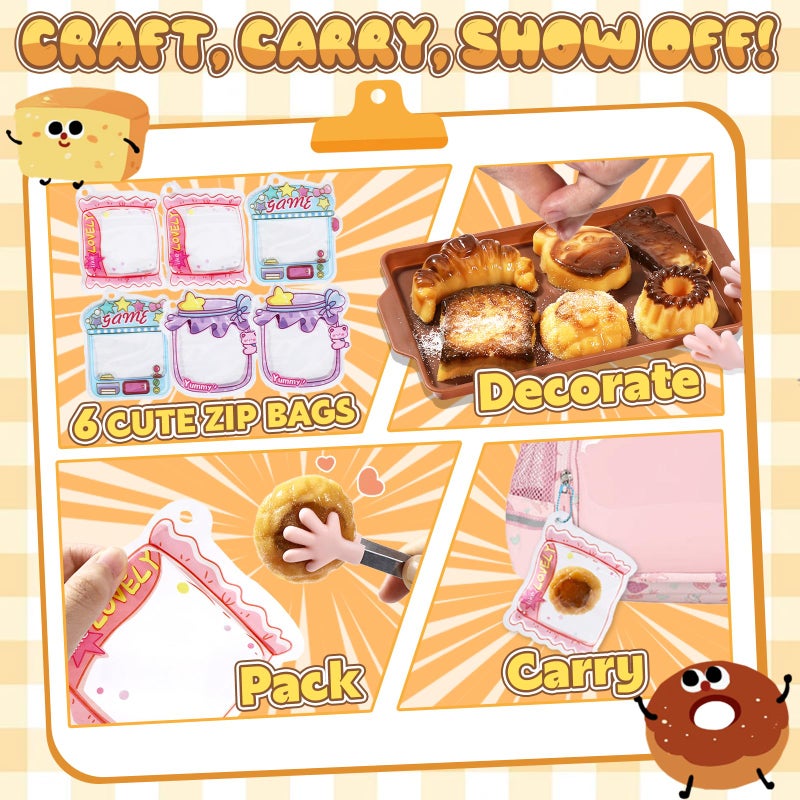 Crelloci Bread Taba Squishy Kit, Silicone DIY Squishy Making Kit with Bread Molds & Decorations, Make Your Own Slow Rising Squishies Stress Relief Toys, Craft Kits Gift for Kids Ages 6+ & Adults - Image 5