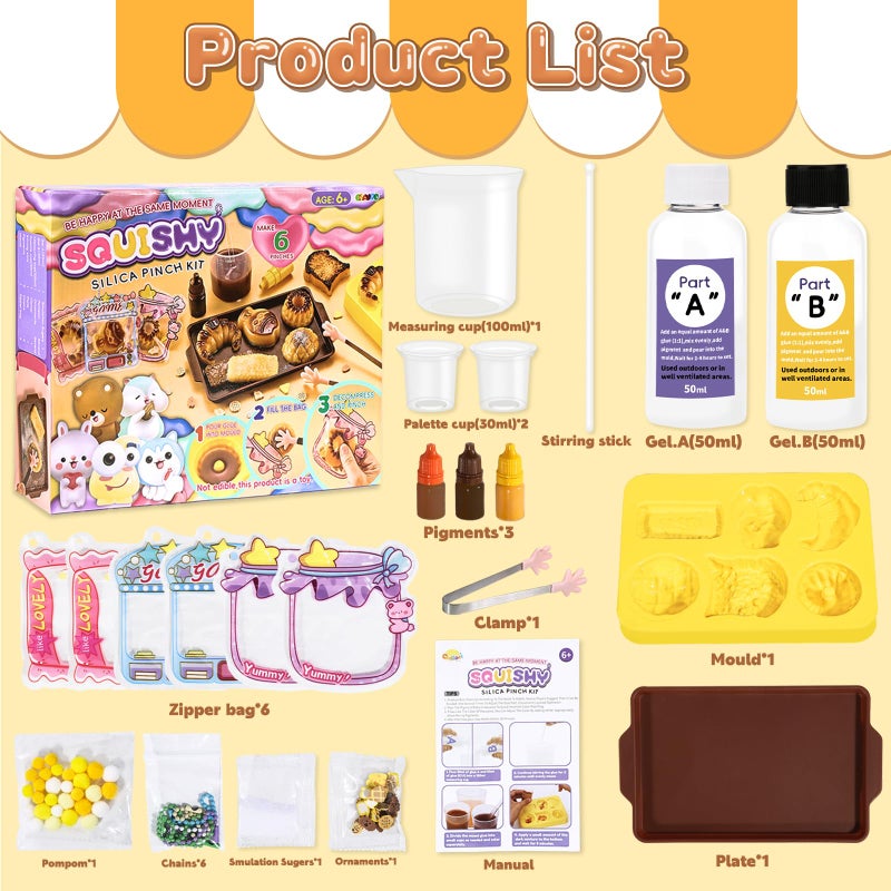 Crelloci Bread Taba Squishy Kit, Silicone DIY Squishy Making Kit with Bread Molds & Decorations, Make Your Own Slow Rising Squishies Stress Relief Toys, Craft Kits Gift for Kids Ages 6+ & Adults - Image 3