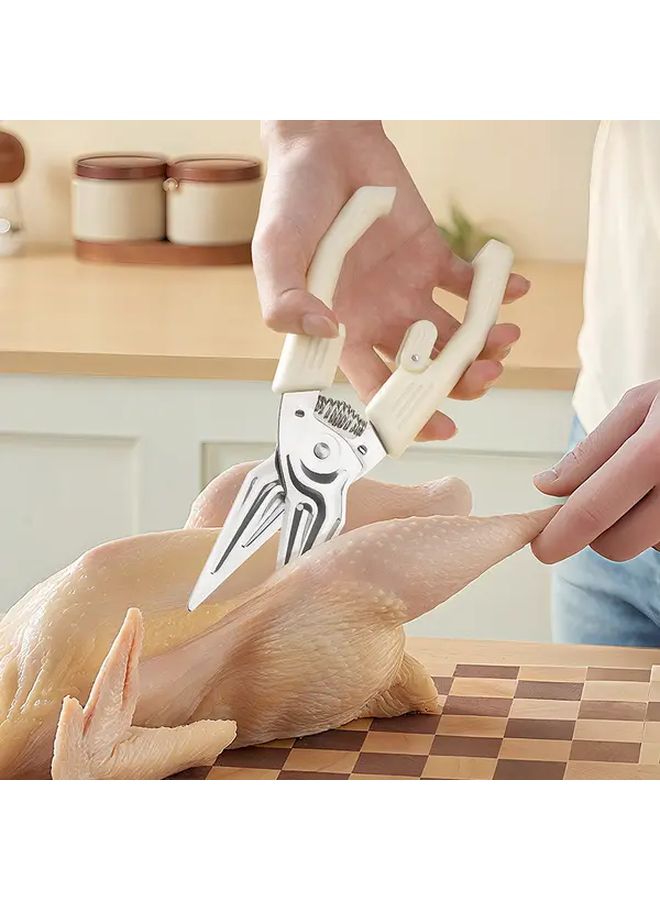 White Strong Chicken Bone Shears With Magnetic Cover Heavy Duty Kitchen Scissors - Image 5
