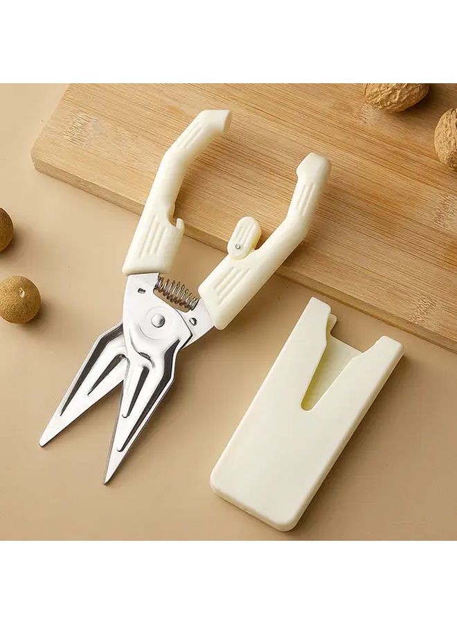 White Strong Chicken Bone Shears With Magnetic Cover Heavy Duty Kitchen Scissors - Image 1