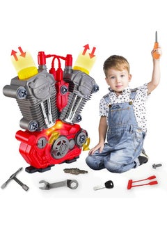 AMALICO V8 Small Car Engine Model Kit Toy For Kids Educational Science Building Toys For Boys Age 3 4 5 6 7 8 Year Old Birthday Gifts Children Take Apart Mechanic Tool Set  - Image 1