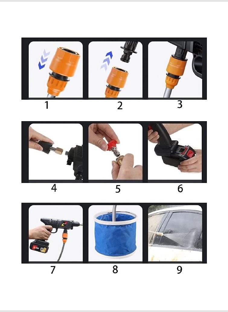 BORTONY Car Wash Tool 48V High Pressure Household Cordless Portable Vehicle Cleaning Machine Automobile Washer with Foam Bottle  - Image 3
