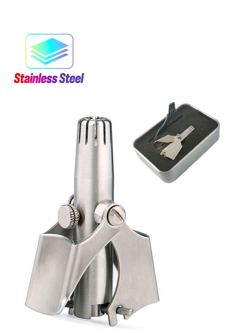 Beauenty Nose Hair Trimmer for Men Manual Stainless Steel Washable Nasal Hair Remover With Brush - Image 1