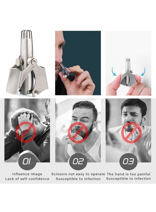 Beauenty Nose Hair Trimmer for Men Manual Stainless Steel Washable Nasal Hair Remover With Brush - Image 4