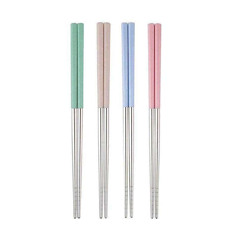 PUTHAK Puthak Eating Decorative Training Stainless Steel Japanese Korean Chopstick 4 Pair  - Image 1