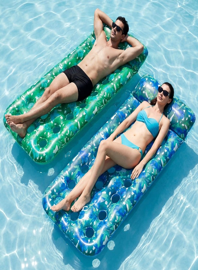 FindUWill 2-Pack Inflatable Pool Floats-XL Pool Floats Adult Heavy Duty, Pool Lounger Float with Headrest for Adults, Swimming Pool Party Summer Beach Lake - Image 1