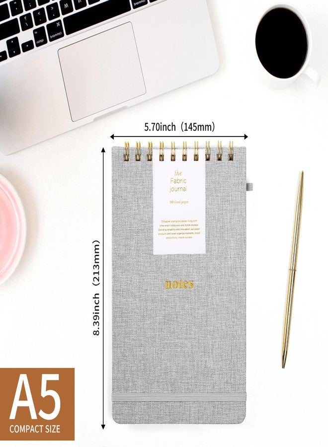 TSFPapier A5 Top Spiral Notebook – Hardcover Journal 160 Pages 100 GSM Thick Paper With Elastic Band & Pen Holder Steno Pads College Ruled Writing Notebooks for Work School Travel Gray - Image 2
