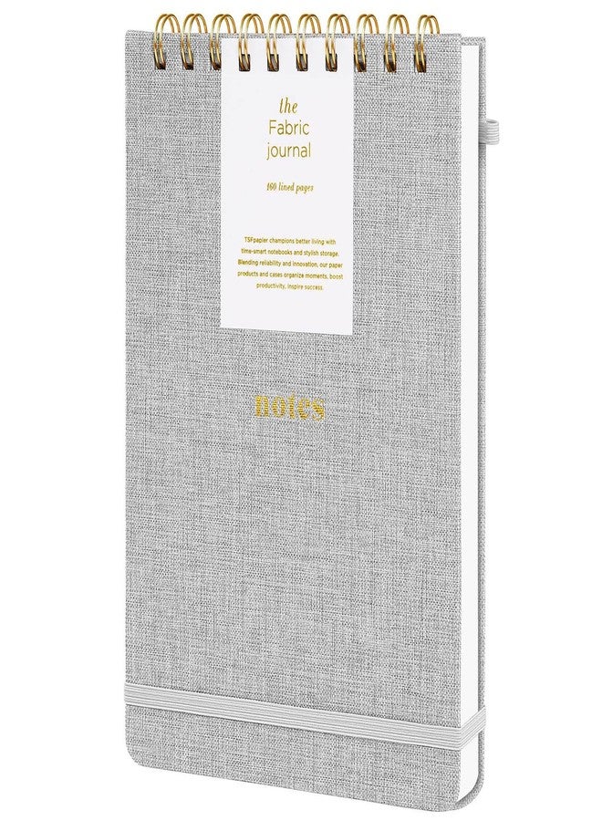 TSFPapier A5 Top Spiral Notebook – Hardcover Journal 160 Pages 100 GSM Thick Paper With Elastic Band & Pen Holder Steno Pads College Ruled Writing Notebooks for Work School Travel Gray - Image 1