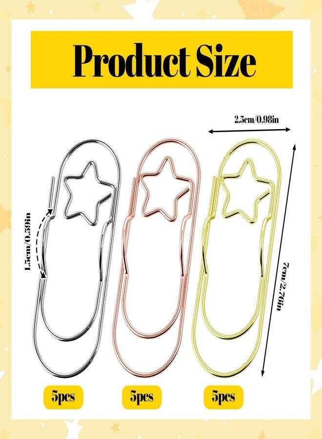 Tyqour 15 Pack Pen Holder Clip Metal Pen Holder for Notebook Star-Shaped Pen Clip Paper Clip Pen Holder for Journals Books, Clipboard School Office Supplies - Image 2