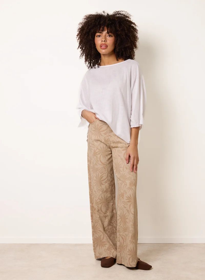 Floral Printed Flared Jeans