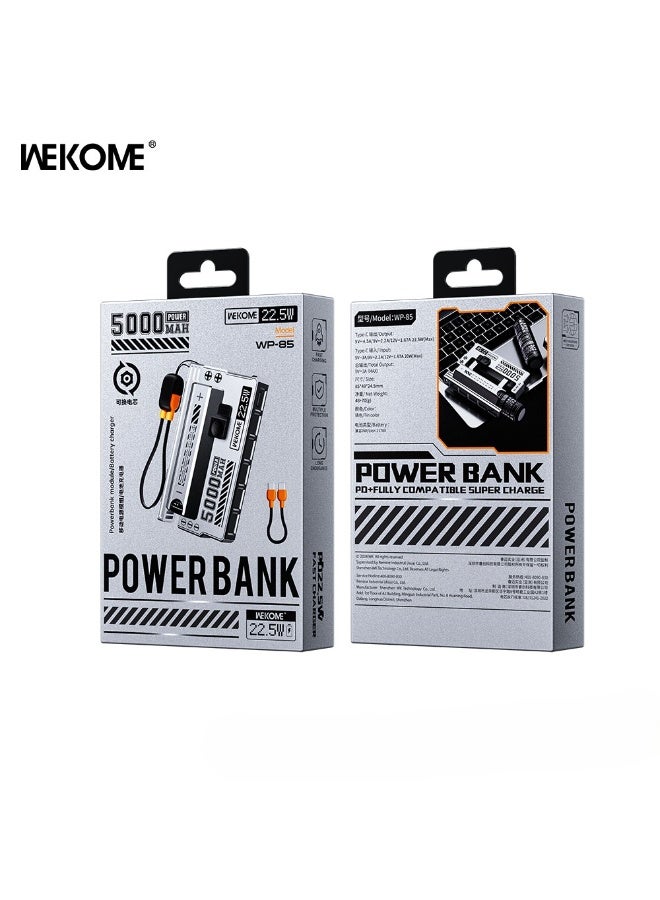 WEKOME WP-85 5000mAh Mini Power Bank – Type-C Input/Output, Fast Charging, Compact Design, Tarnish Color - Image 2
