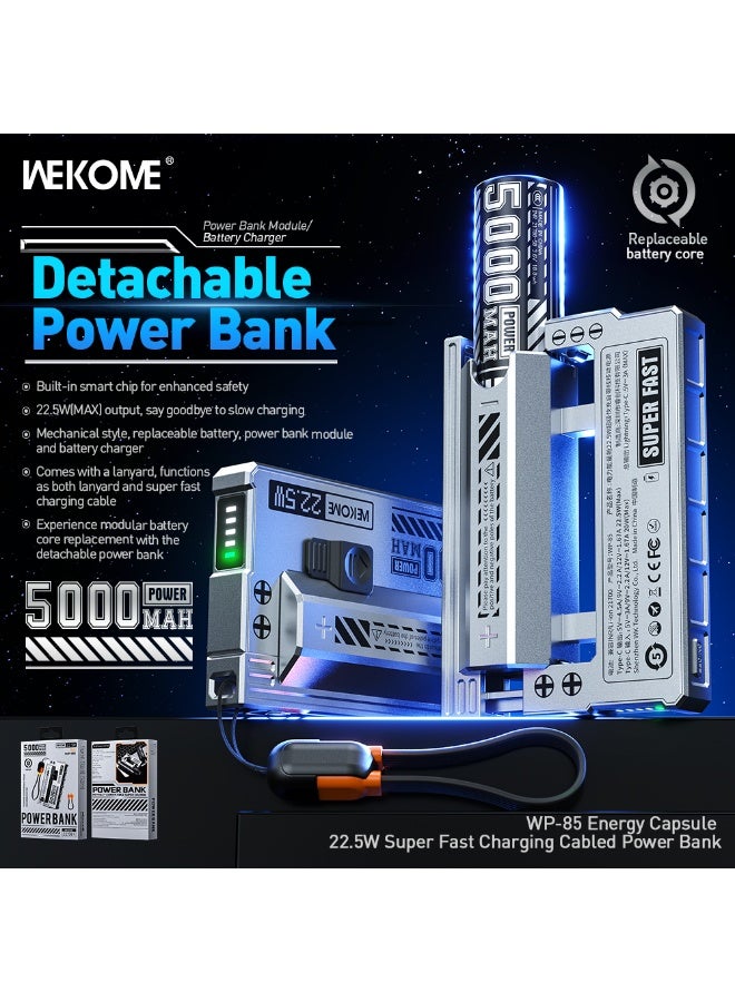 WEKOME WP-85 5000mAh Mini Power Bank – Type-C Input/Output, Fast Charging, Compact Design, Tarnish Color - Image 3