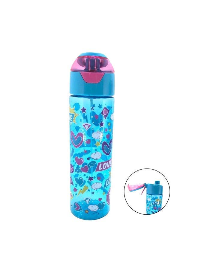 i-kola LOVE LIGHT BLUE 750ML Kids Water Bottle for School | BPA-Free Plastic Water Bottle for Boys & Girls | Leakproof, Unbreakable, Easy to Drink, Quick Open Lock (TS-9214 B 1) - Image 1